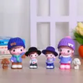 Cute cartoon doll family figurine set for home desktop and children room decoration display. - Happy Couple, Heart Boy and Happy Boy Set
