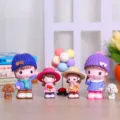 Cute cartoon doll family desktop ornaments resin figures lovely room decor setup new - Happy Couple, Mier, Flower Girl and Balloon Set