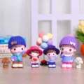 Cute cartoon doll figurine family set creative desktop ornament home decor living room gifts - Happy Couple, Flower Girl, Happy Boy and Balloon Set