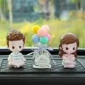 Cute cartoon couple car ornament set with colorful balloon glass bottle for auto inter - Yoga Dad, Mom & Balloon with Large Rhinestone Mat