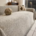 Chenille Sofa Cover Blanket Universal Textured Couch Slipcover with Fringe Beige Variant - 180*130cm / Colored Weave - Light Coffee