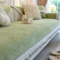 French style ruffled chenille sofa cover cushion light green protector slipcover for living room. - 70*70cm / Ballet Girl - Green