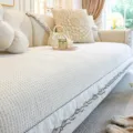French style chenille sofa cover slipcover, elegant cream white ruffles design, anti-slip. - 70*70cm / Ballet Girl - Off-White