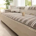 Französischer gestreifter Sofabezug Kissenvariante, weicher rutschfester Couchschutz. - 70*70cm / Einfache Streifen - Dunkelbraun