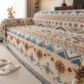 Vintage chenille sofa cover throw blanket, ethnic geometric floral pattern, living room decor. - Tangrui - TR Small Flowers / 180*90CM