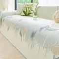 Cooling silk sofa cover full drape floral anti-slip furniture protector summer new design - 180*130CM / Ice Silk Rose Scarf - Coffee