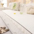 Cream chenille sofa cover with delicate ruffles, modern anti-slip cushion for all seasons. - 70*70cm / Ice Island - Off-White