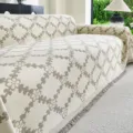 Pastoral Style Sofa Cover Blanket Beige Floral Woven Couch Protector All-Cover Slipcover - 180*130CM / Floral Lattice - White
