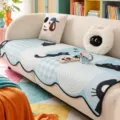 Ice silk cartoon sofa mat cooling cushion slipcover anti-slip cute cat pattern blue cover - 70*70cm / Blue Cat Diary - Blue