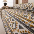 Retro geometric pattern chenille sofa cover blanket, four seasons universal protector mat. - 180*130cm / Bohemian Rhombus - Yellow