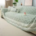 Green grid sofa cover, aesthetic minimalist style throw blanket for living room decor. - 180*130CM / Cozy Comfort - Dark Green