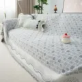 Grid pattern sofa cover blanket, grey and white throw for living room furniture protection. - 180*130CM / Cozy Comfort - Gray