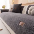Thickened plush sofa cushion winter anti-slip cover luxury cozy living room decor slipcover - 70*70cm / Soft Island - Dark Gray