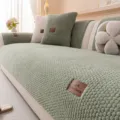 Thickened plush sofa cushion cover winter anti-slip soft textured couch slipcover set - 70*70cm / Soft Island - Green