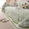 Green Chenille Sofa Cover Anti-Slip Protector Mat Cute Heart Pattern Universal Blanket 1Pc - 180*130cm / Green