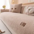 Thickened plush sofa cushion cover set, anti-slip winter warm couch slipcover furniture protector. - 70*70cm / Soft Island - Khaki
