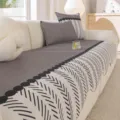 Ensemble de housse de coussin de canapé moderne, tapis d'assise frais en soie de glace gris. - 70*70cm / Noir