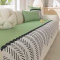 Housse de coussin de canapé verte style rétro avec motif géométrique antidérapant - 70*70cm / Vert