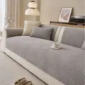 Γκρι κάλυμμα καναπέ από σενίλ, υφασμένο ριμπ προστατευτικό καναπέ για το σαλόνι. - 70*70cm / Ανοιχτό Γκρι