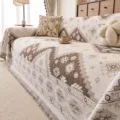 Chenille sofa cover ethnic geometric pattern couch blanket slipcover protector decor. - 180*130CM / Gold Miner - Dark Coffee