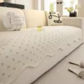 Beige knitted geometric sofa cover mat, breathable cooling fabric, elegant wave edge variant. - 70*70cm / Shaped Green Vine - Coffee
