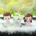 Cute cartoon couple car ornament resin doll set, adorable dashboard figurine decoration for auto. - Yoga Dad, Mom & Peace Flower with Large Feather