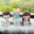 Cute couple car perfume diffuser resin cartoon doll ornament with colorful balloons. - Yoga Dad, Mom & Balloon with Large Feather