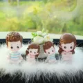 Cute family car ornament set cartoon resin doll decoration for interior dashboard display. - Yoga Family of Four + Peace Flower + Large Feather
