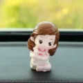 Cute cartoon girl car ornament, brown hair pink outfit resin doll variant for auto dashboard decor - Yoga Figure (Daughter) with Double-Sided Adhesive