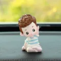 Cute cartoon boy car ornament, blue and white striped shirt resin dashboard figurine, interior decor - Yoga Figure (Son) with Double-Sided Adhesive