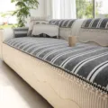Französischer gestreifter Sofabezug mit Quasten, rutschfeste Variante für das Wohnzimmer. - 70*70cm / Einfache Streifen - Grau