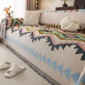 Retro chenille sofa cover universal geometric woven throw blanket with fringe for living room - Tangrui - TR Mountain Peak