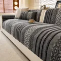 Copridivano in ciniglia con motivo geometrico grigio variante per protezione mobili - 70*70cm / Grigio scuro