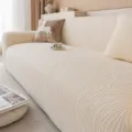 Beige jacquard stretch bankhoes pluche universele all-inclusive beschermhoes mooi - 1-zitter (Geschikt voor bankmaat 90-140cm) / Bankhoezen met vloeiende textuur - Crèmewit