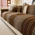 Fodera per divano in ciniglia antiscivolo, protezione cuscino con motivo geometrico. - 70*70cm / Marrone scuro