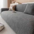 Grijs elastisch jacquard bankovertrek, universele alles-in-één meubelbeschermer. - 1-zitter (Geschikt voor bankmaat 90-140cm) / Bankhoezen met vloeiende textuur - Donkergrijs