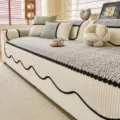 Chenille sofa cover in black and white tweed style, elegant non-slip protective seat cushion. - 70*70cm / Heibian Qingyu - Grey