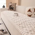 Thickened flannel sofa cushion, cream style non-slip seat cover for autumn and winter. - 70x70cm / White