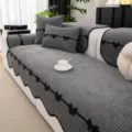 French style grey chenille sofa cushion cover with elegant black bowknot decor for living room - 70*70cm / Dark Gray