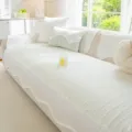 Ice silk sofa cushion set for summer, elegant non-slip cover cloth with cute bow design for home - 70*70cm / Irregular Green Crops - Cream White