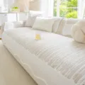 Summer ice silk striped sofa cover cushion anti-slip one-piece design beige home decor - 70*70cm / Irregular Green Crops - Light Coffee