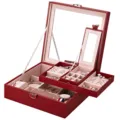 Scatola porta gioielli in pelle PU rossa, grande organizer multistrato con specchio. - 26.5*26.5*8.5cm / Rosso