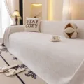 Fodera copridivano in ciniglia universale soggiorno protezione beige vista principale stile - 180*90CM / Shiguang - Bianco crema