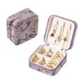 Portable purple Chinese brocade jewelry box featuring inner storage compartments for rings and necklaces. - 10*10*5cm / Grass Pattern Purple