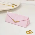 Pink marble folding jewelry box, portable travel storage case for rings, earrings and glasses. - Shimmer Pink / 20*8.5*8cm