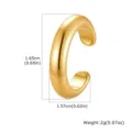 Detailansicht minimalistischer goldener C-Ohrklemme, präzise Maße und leichtes Design. - L / Gold