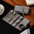 Portable velvet jewelry organizer roll, mini travel jewelry case for rings earrings necklaces. - Regular Style (yx-EP-00712) / Gray