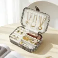Leopard print portable travel jewelry box, PU leather ring and necklace organizer. - 16*11*5cm / Leopard Print