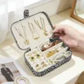 Portable zebra pattern PU leather travel jewelry box, compact ring and necklace case. - 16*11*5cm / Zebra Print