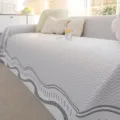 Cooling sofa cover anti-slip slipcover summer furniture protector grey geometric blanket - 180*130cm / Serene Calm - Grey
